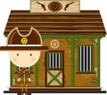 Cartoon Cowboy Sheriff at Jailhouse