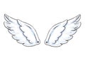 Cute cartoon wings. Vector illustration with white angel or bird wing icon isolated. Royalty Free Stock Photo