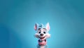 A Cute Cartoon Wolf Character Designs Skyblue White Pink. Generative AI