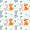 Cute cartoon wolf seamless pattern Royalty Free Stock Photo