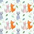 Cute cartoon wolf seamless pattern Royalty Free Stock Photo