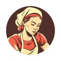Cute cartoon woman in apron and hat Royalty Free Stock Photo