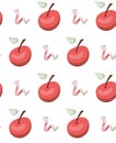 Worm and apple or cherry pattern Royalty Free Stock Photo