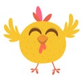 Cute cartoon yellow chicken. Farm animals. Vector illustration of a cute chicken Royalty Free Stock Photo