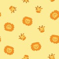 African animals characters giraffe and lion. Cute cartoon nursery print. Vector yellow safari seamless pattern for Royalty Free Stock Photo