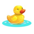 Cute cartoon yellow rubber duck. Vector illustration. Royalty Free Stock Photo