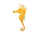 Cute cartoon yellow sea horse illustration vector Royalty Free Stock Photo