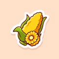 cute cartoon of yellow single corn and chunk