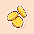 cute cartoon of yellow slice lemons falling isolated