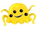 Cute cartoon yellow spider monster. Funny character children illustration