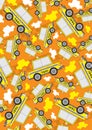 Cartoon Yellow Taxi Cab Pattern