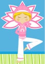 Cute Cartoon Yoga Girl Royalty Free Stock Photo