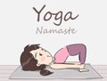 The Cute cartoon yoga girl vector. Royalty Free Stock Photo