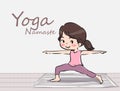The Cute cartoon yoga girl vector. Royalty Free Stock Photo