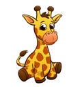 cute cartoon young baby infant giraffe sitting Royalty Free Stock Photo