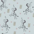 Cute cartoon zebra seamless pattern. Vector illustration