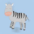 Cute cartoon zebra. Vector print illustration.