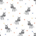 Cute cartoon zebras seamless pattern.