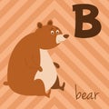 Cute cartoon zoo illustrated alphabet with funny animals: B for Bear. Royalty Free Stock Photo