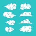 Cute cartoony curly cloud glyph vector illustration collection set