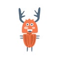 Cute cartton deer beetle, colorful character vector Illustration