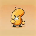 cute cashew cartoon character angry, cartoon style, modern simple illustration