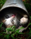 Cute cat with beautiful eyes grey and white