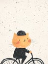 A Cute Cat on Bicycle Illustration Royalty Free Stock Photo