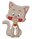 The cute cat is bitting the love bone in the valentine event Royalty Free Stock Photo