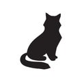 Cute cat black silhouette vector illustration isolated. Royalty Free Stock Photo