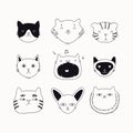 Cute cat black and white doodles set Royalty Free Stock Photo