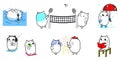 Cute cat cartoon character design activity set.