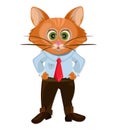 Cute Cat cartoon character dressed in business suite hipster with red tie, illustration for conference leader, workshops