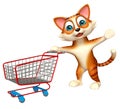 Cute cat cartoon character with trolly