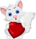 Cute cat cartoon expression with love heart