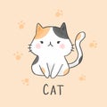 Cute Cat cartoon hand drawn style Royalty Free Stock Photo