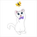 Cute cat catching a butterfly Royalty Free Stock Photo
