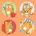 Cute cat character on summer vacation Royalty Free Stock Photo