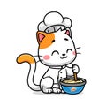 cute cat chef cooking cartoon vector icon illustration Royalty Free Stock Photo