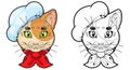 Cute cat chef, funny illustration, logo