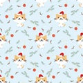 Cute cat and Christmas element seamless pattern Royalty Free Stock Photo