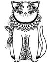 Cute cat coloring book or active page