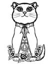 Cute cat coloring book or active page