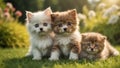 Cute cat dog lawn grass animal puppy sunny friendly funny field summer small together mammal