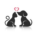 Cute cat and dog silhouettes