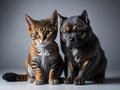 Cute cat and cute dog together on studio. ai generative Royalty Free Stock Photo