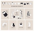 Cute cat doodles cards set Royalty Free Stock Photo