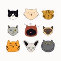 Cute cat doodles set Royalty Free Stock Photo