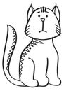 Cute cat drawing. Sad little kitten sketch Royalty Free Stock Photo