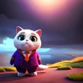 Cute cat dressed like a person - ai generated image